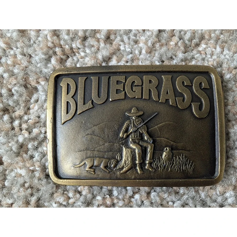 Vintage Indiana Metal Craft Bluegrass Fiddle Player Brass Belt Buckle J 98